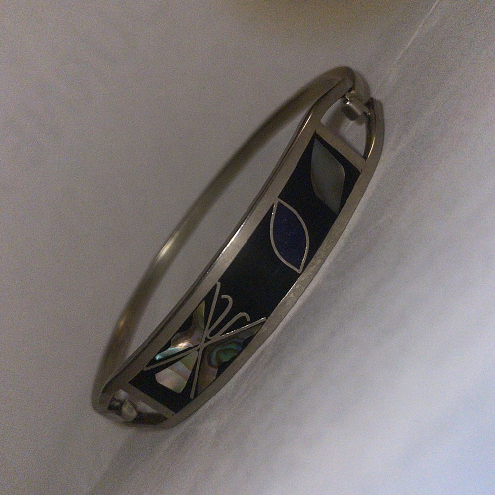 Vintage Alpaca Mexico inlay bracelet